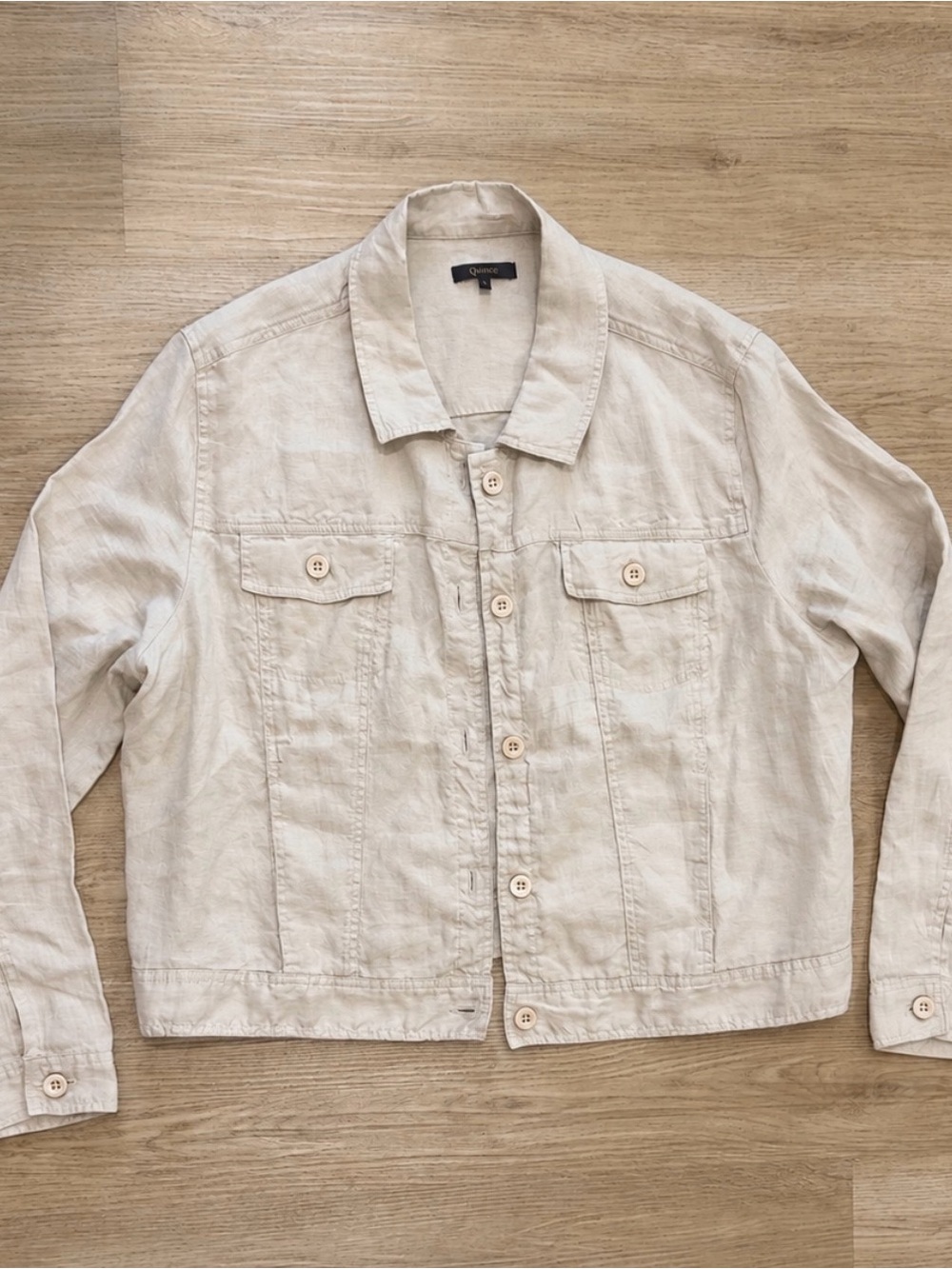 Quince Lightweight Shirt Jacket in Natural Cream 100% European Linen